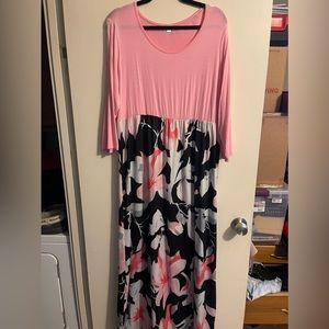 Pink maxi flower dress size 2x